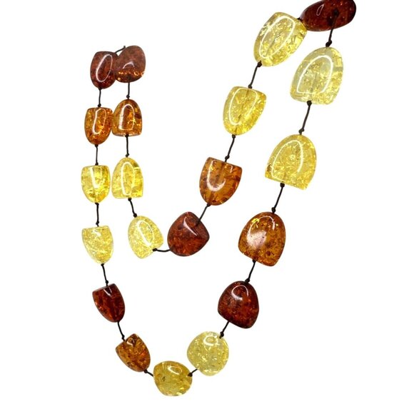 Faux Amber & Yellow Resin Chunky Necklace - Picture 2 of 3